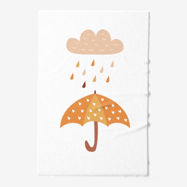 Полотенце «Зонтик с сердечками и дождь - Осенний уютный принт»