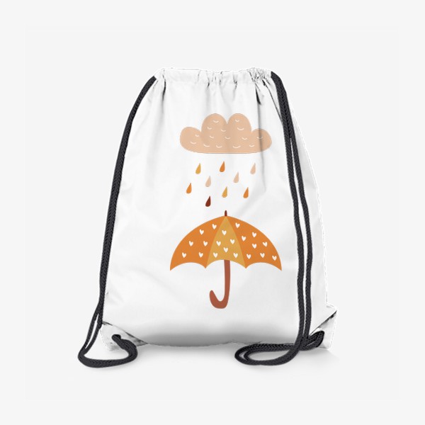 Рюкзак &laquo;Зонтик с сердечками и дождь - Осенний уютный принт&raquo;