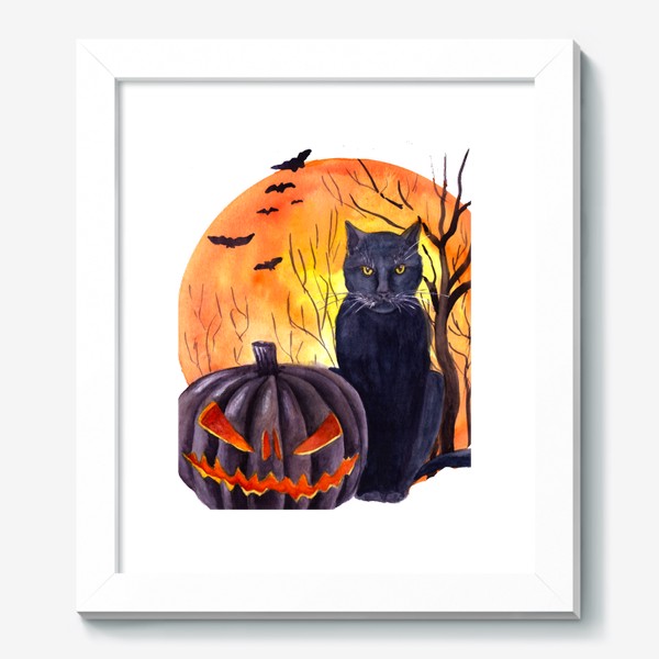 Картина «Черный кот Черная тыква Хэллоуин»