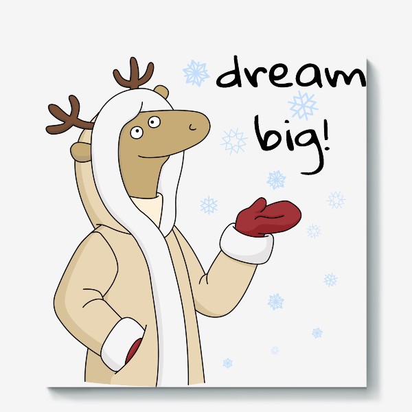 Холст &laquo;Позитивный мультяшный олень Dream Big Positive Cartoon Deer&raquo;
