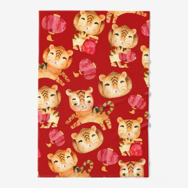 Полотенце «Тигровый год. Китайские тигрули на красном»
