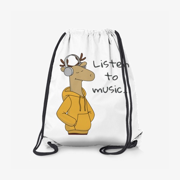 Рюкзак «Мультяшный олень в модном худи слушает музыку Listen to music Cartoon Deer in FashionHoody»