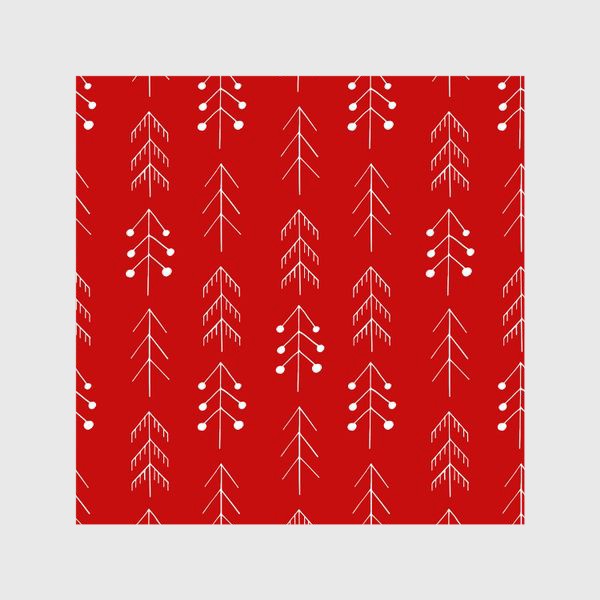 Шторы «рождественские елки в скандинавском стиле на красном фоне. подарок на новый год»
