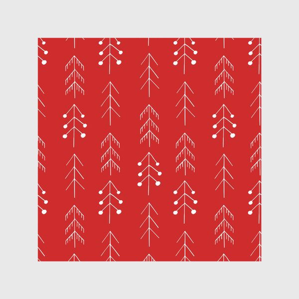 Скатерть «рождественские елки в скандинавском стиле на красном фоне. подарок на новый год»