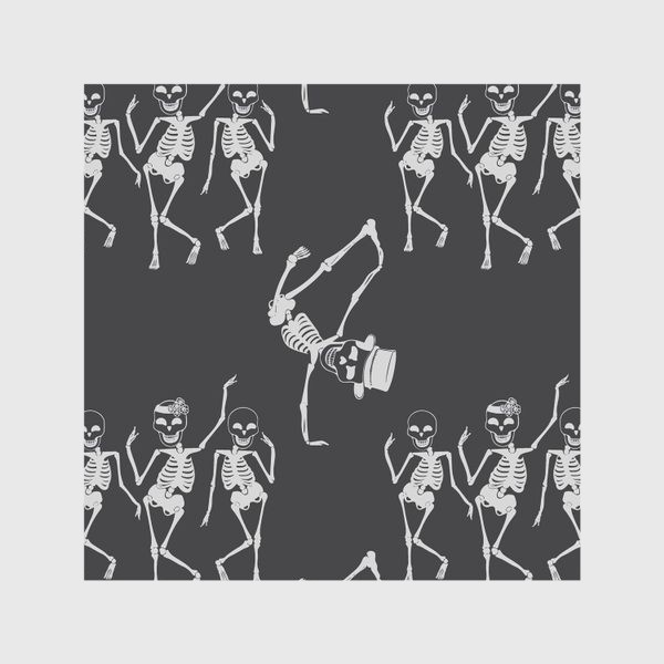 Скатерть «Танцующие серебристые скелетики, Хэллоуин »