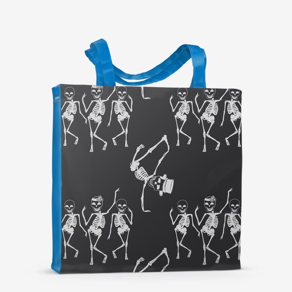 Сумка-шоппер «Танцующие серебристые скелетики, Хэллоуин »