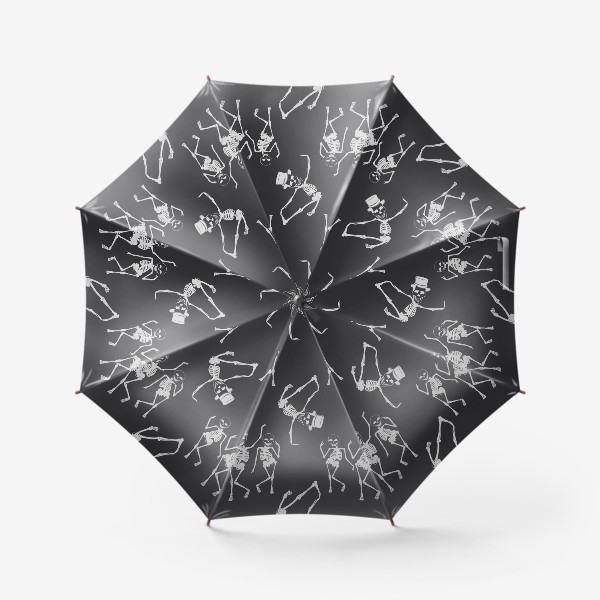 Зонт «Танцующие серебристые скелетики, Хэллоуин »