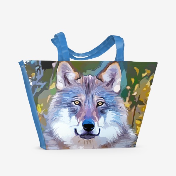 Пляжная сумка &laquo;Волк. Цветной принт&raquo;