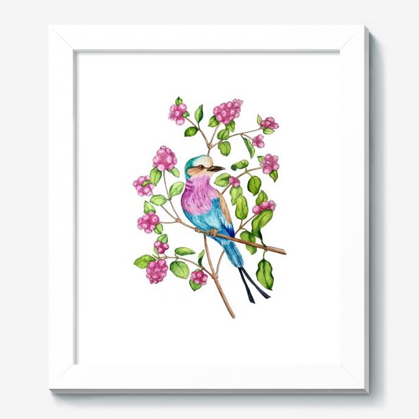 Картина «Птица на ветке с ягодами»