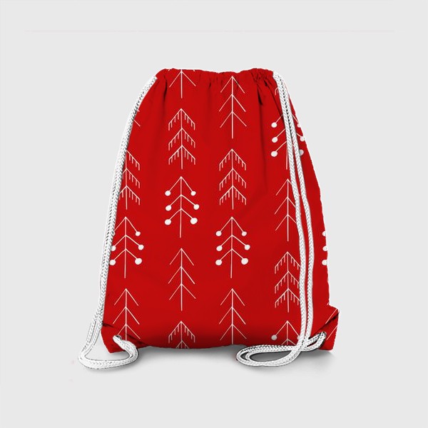 Рюкзак «рождественские елки в скандинавском стиле на красном фоне. подарок на новый год»