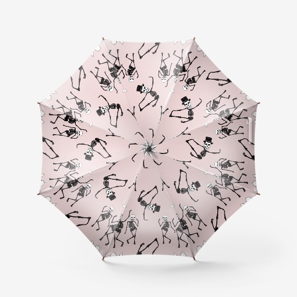 Зонт «Приведения и скелетики на розовом фоне, Хэллоуин »