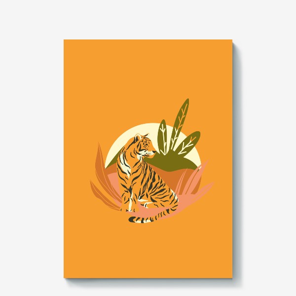 Холст «Тигр в джунглях. Яркий фон»