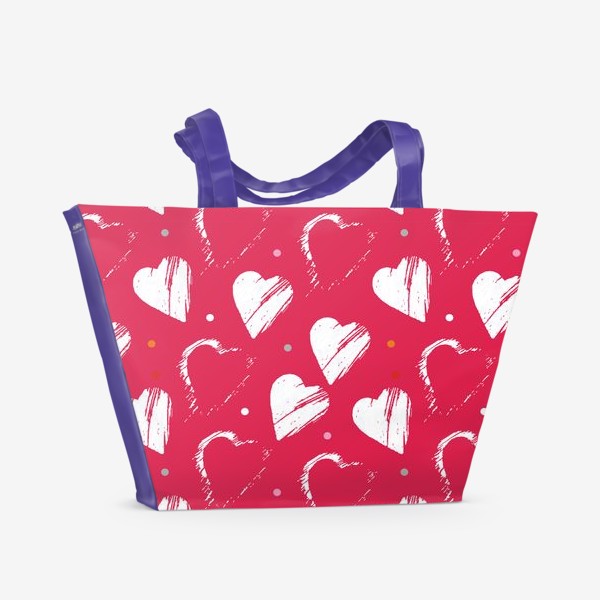 Пляжная сумка «Сердца в красном»