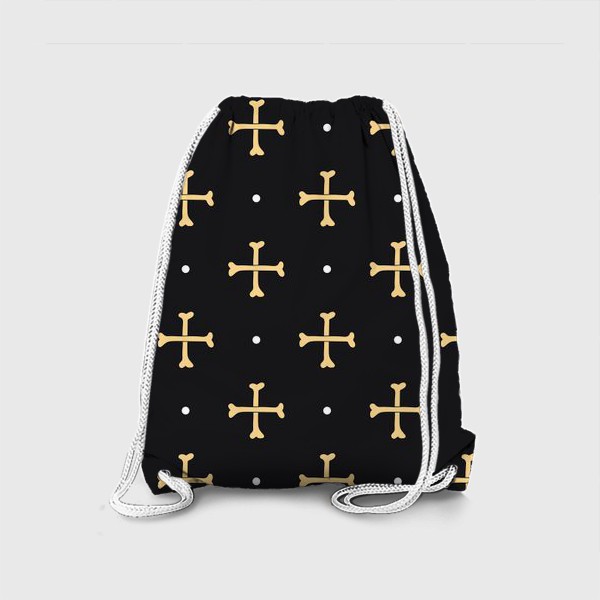 Рюкзак «Кости в виде креста на черном фоне. Узор на Хеллоуин»