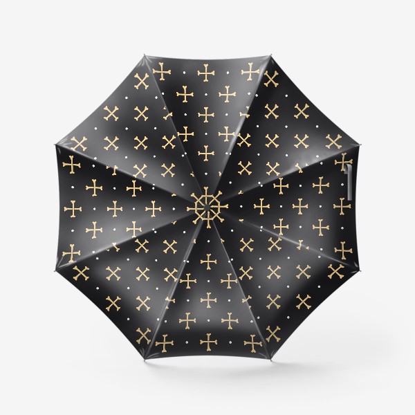 Зонт «Кости в виде креста на черном фоне. Узор на Хеллоуин»