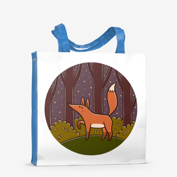 Сумка-шоппер «Милая лиса в ночном лесу»