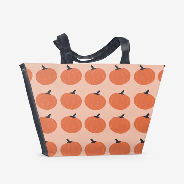 Пляжная сумка &laquo;Оранжевые тыквы осенний паттерн&raquo;