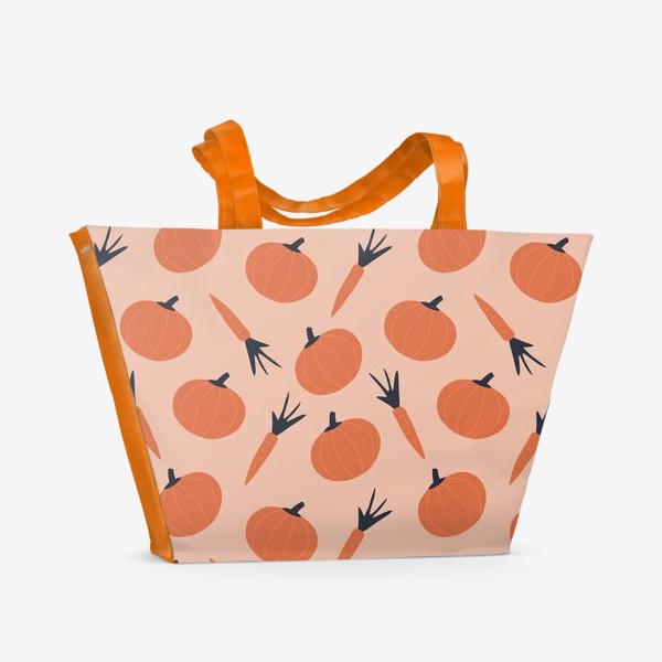 Пляжная сумка «Тыква и морковка осенний паттерн»
