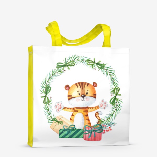 Сумка-шоппер «Новогодний венок с тигренком»