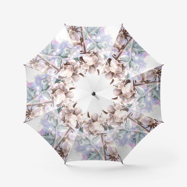 Зонт «Нежные веточки хлопка. Белые цветы  в подарок»