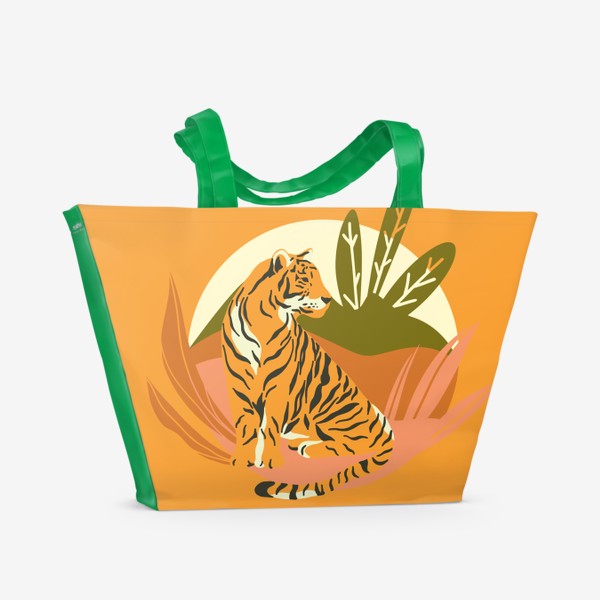 Пляжная сумка «Тигр в джунглях. Яркий фон»