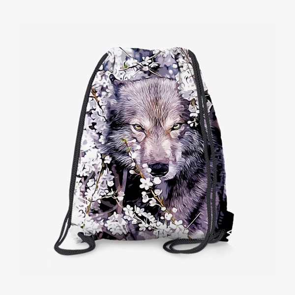 Рюкзак «Волк на фоне цветов»