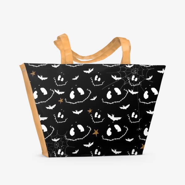 Пляжная сумка &laquo;Улыбки, летучие мыши и звезды на Хэллоуин (Halloween)&raquo;