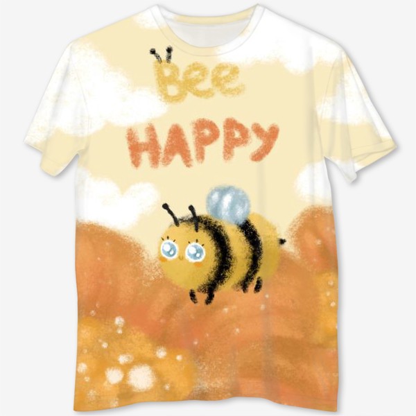 Футболка с полной запечаткой «Bee happy »