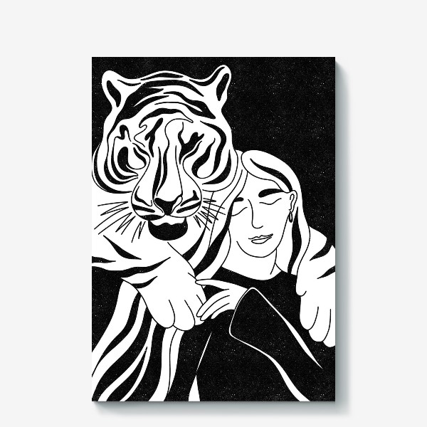 Холст &laquo;Девушка и тигр&raquo;