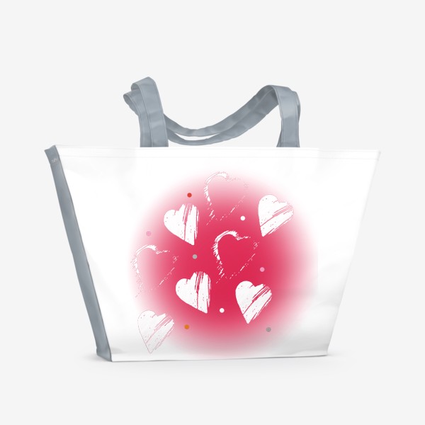 Пляжная сумка «Сердца в красном»