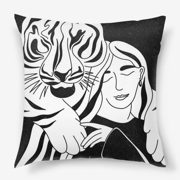 Подушка «Девушка и тигр»