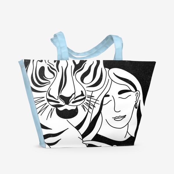 Пляжная сумка «Девушка и тигр»