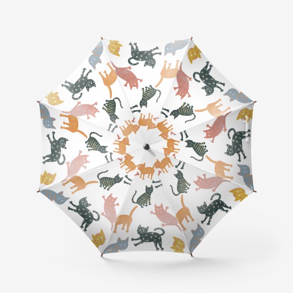 Зонт «Паттерн Милые котики играют на белом фоне»