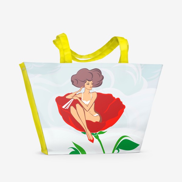 Пляжная сумка «Девушка на цветке»