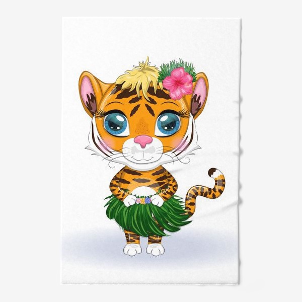Полотенце «Тигрица гавайская танцовщица хула. Новый год 2022»