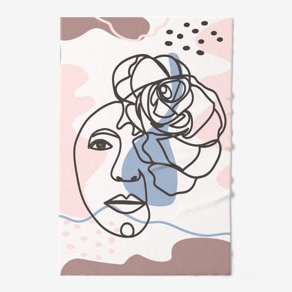 Полотенце «Женский абстрактный портрет с розой в трендовых цветах»