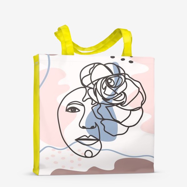 Сумка-шоппер &laquo;Женский абстрактный портрет с розой в трендовых цветах&raquo;