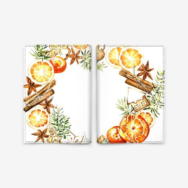Обложка для паспорта «Новогодний венок оранжевый»