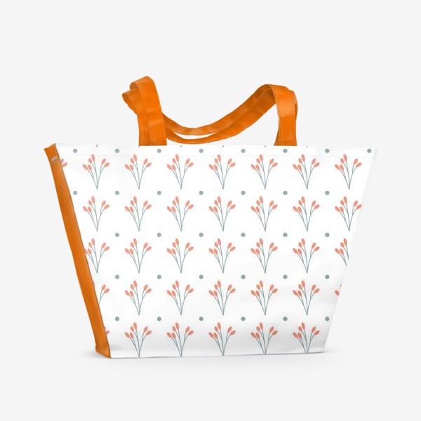 Пляжная сумка «Минимализм - Растения на белом фоне. Осенний узор»