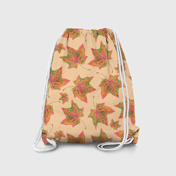 Рюкзак «Узор с осенними листьями на персиковом фоне»