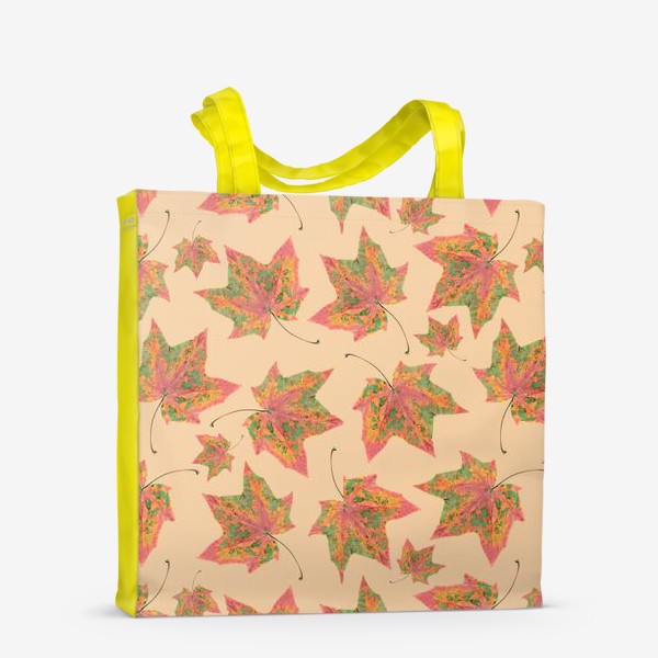 Сумка-шоппер «Узор с осенними листьями на персиковом фоне»