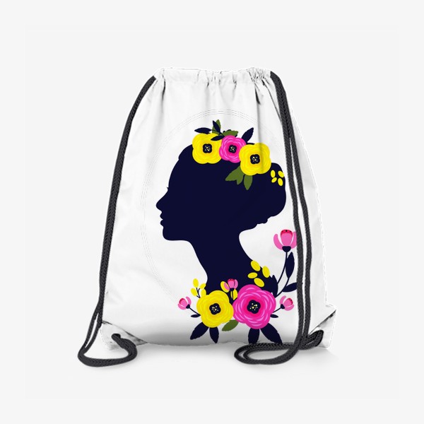Рюкзак «Профиль девушки в цветах»