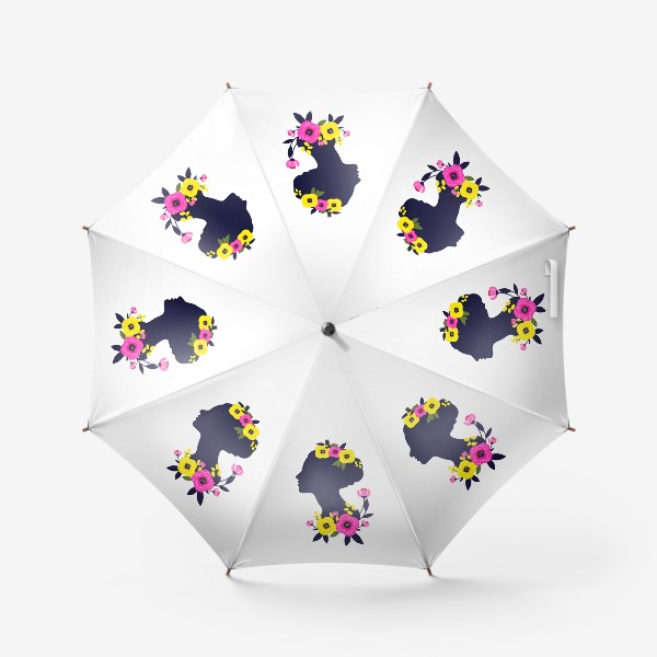 Зонт «Профиль девушки в цветах»