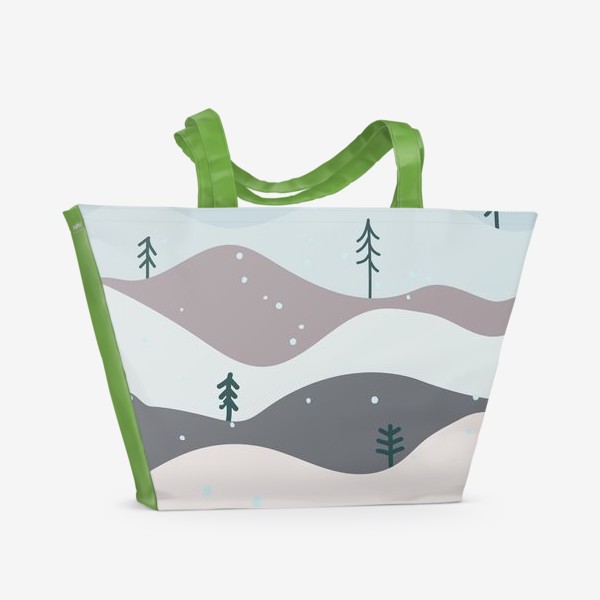 Пляжная сумка «зимние ёлки пейзаж»