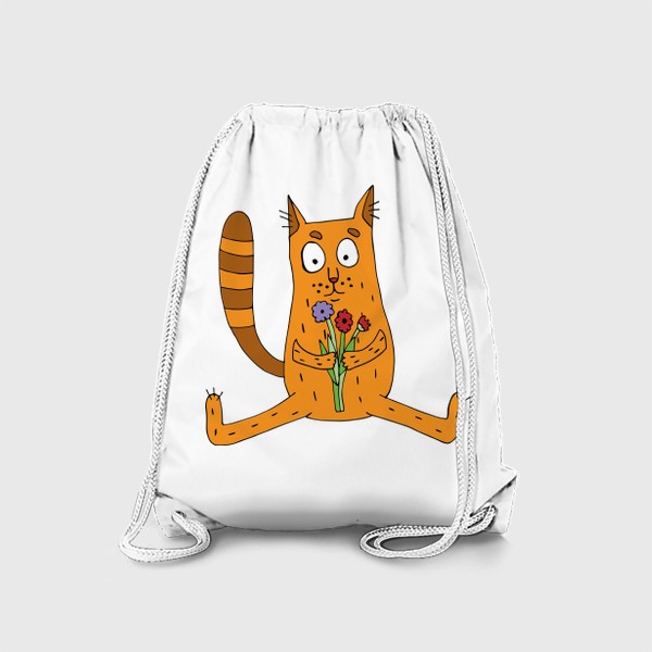 Рюкзак «Кот с букетом цветов.»
