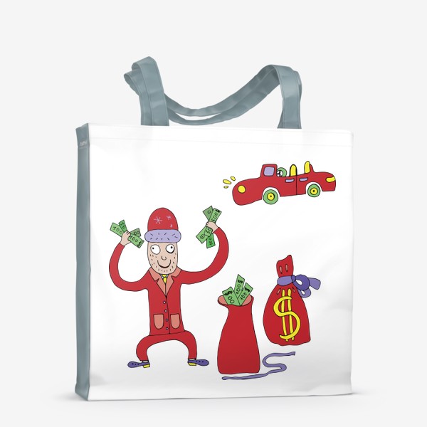 Сумка-шоппер «Дед мороз дарит доллары на новый год»