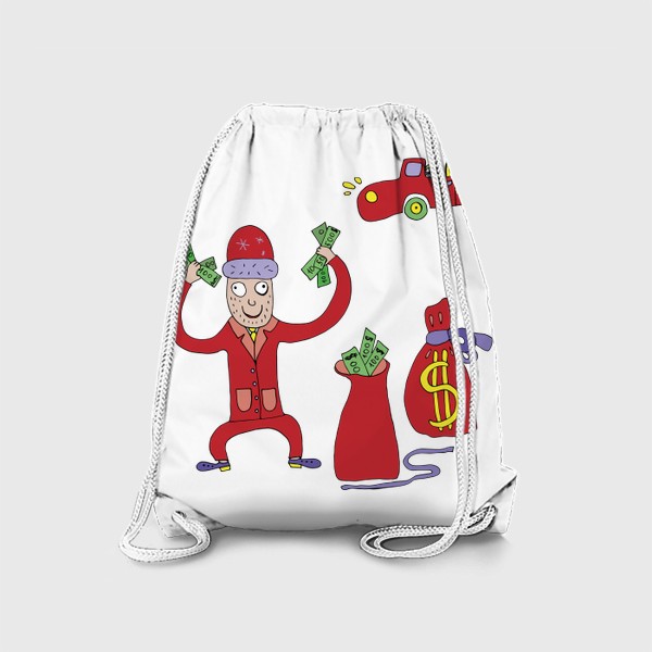 Рюкзак «Дед мороз дарит доллары на новый год»