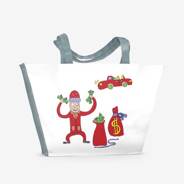 Пляжная сумка «Дед мороз дарит доллары на новый год»