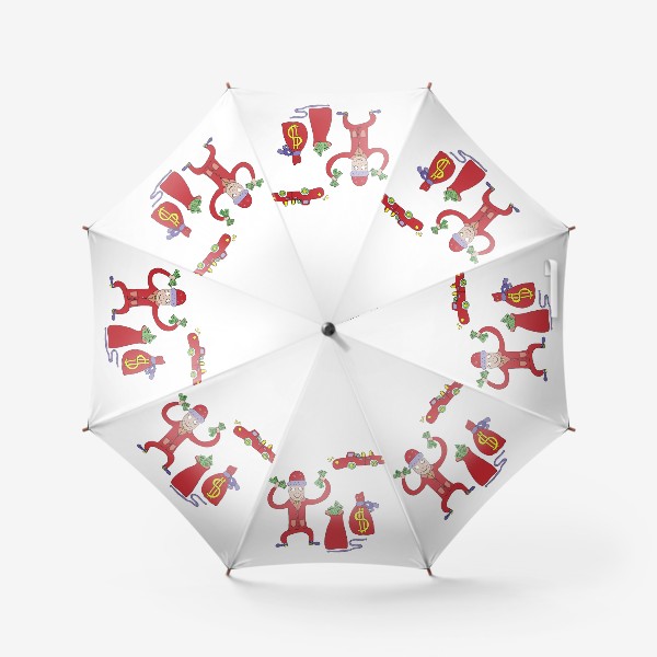 Зонт «Дед мороз дарит доллары на новый год»