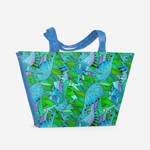Пляжная сумка «Абстрактные волны и листья»